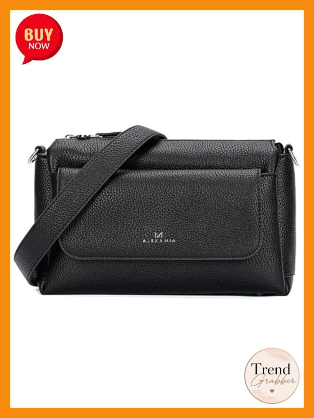 Medium Pebbled Vegan Leather Shoulder Crossbody Bag with Detachable Straps